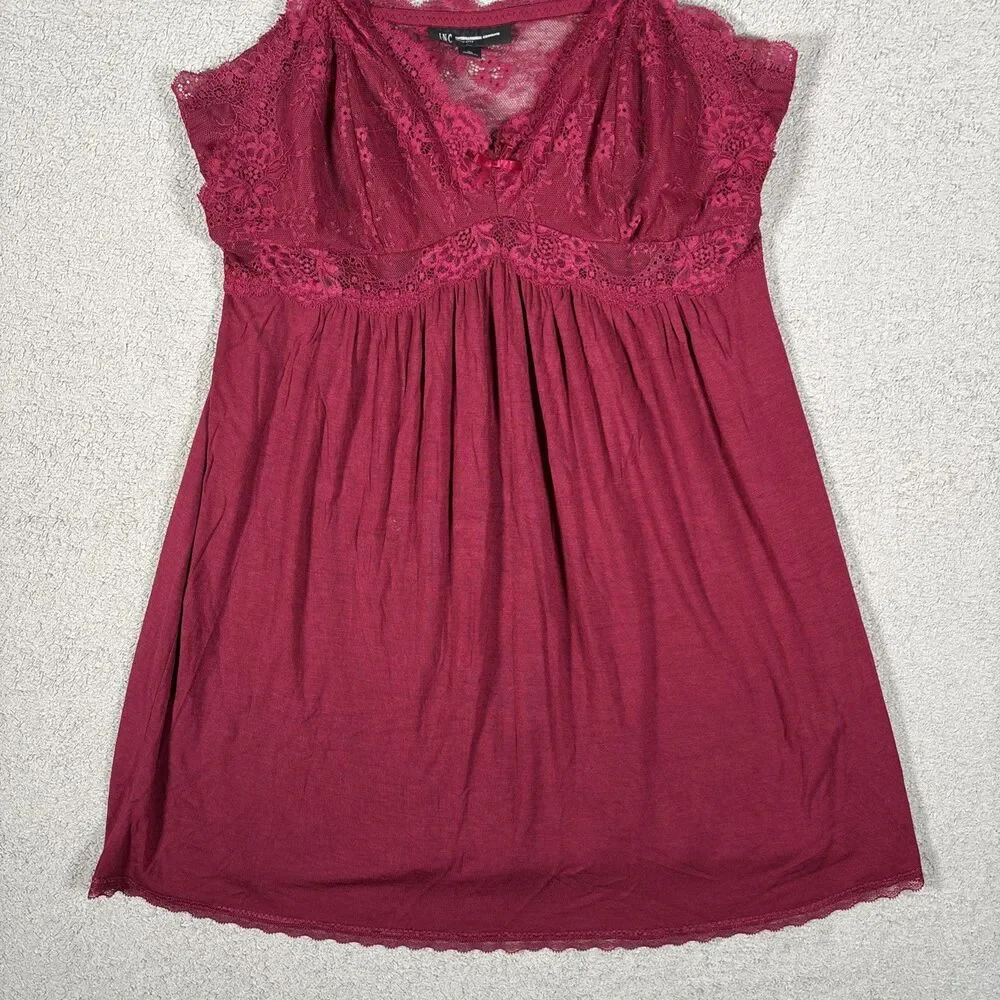 INC Intimates Babydoll Nightie Lace‎ Women’s Size XL Burgundy Romantic Fairycore